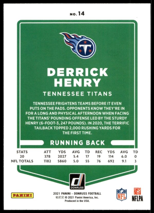 2021 Donruss Derrick Henry #14 (Back)