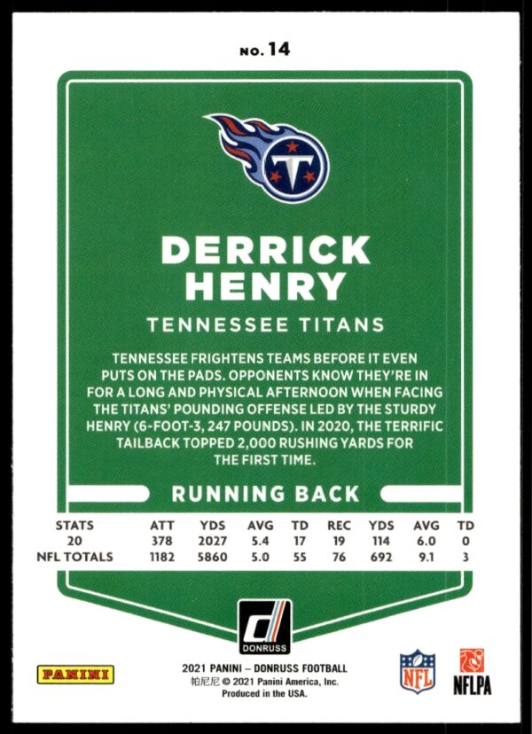 2021 Donruss Derrick Henry (No Helmet) #14 (Back)