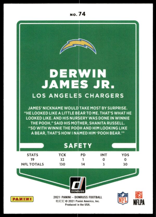 2021 Donruss Derwin James Jr. #74 (Back)