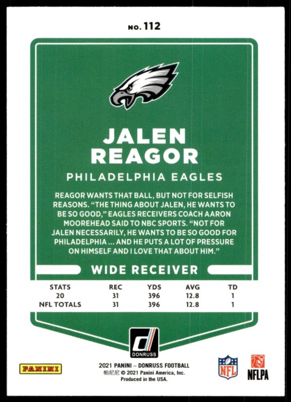 2021 Donruss Jalen Reagor #112 (Back)