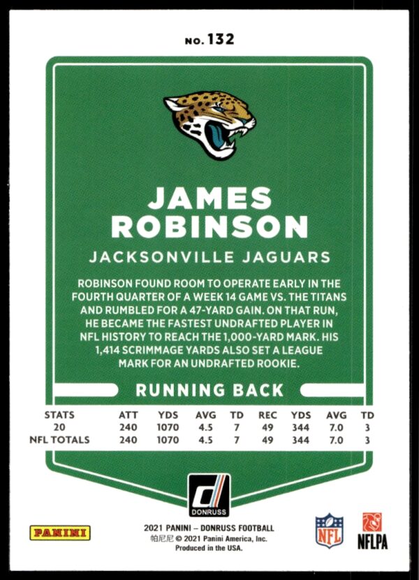 2021 Donruss James Robinson #132 (Back)