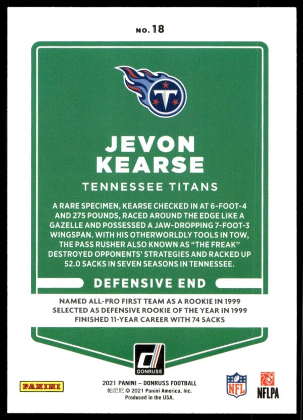 2021 Donruss Jevon Kearse #18 (Back)