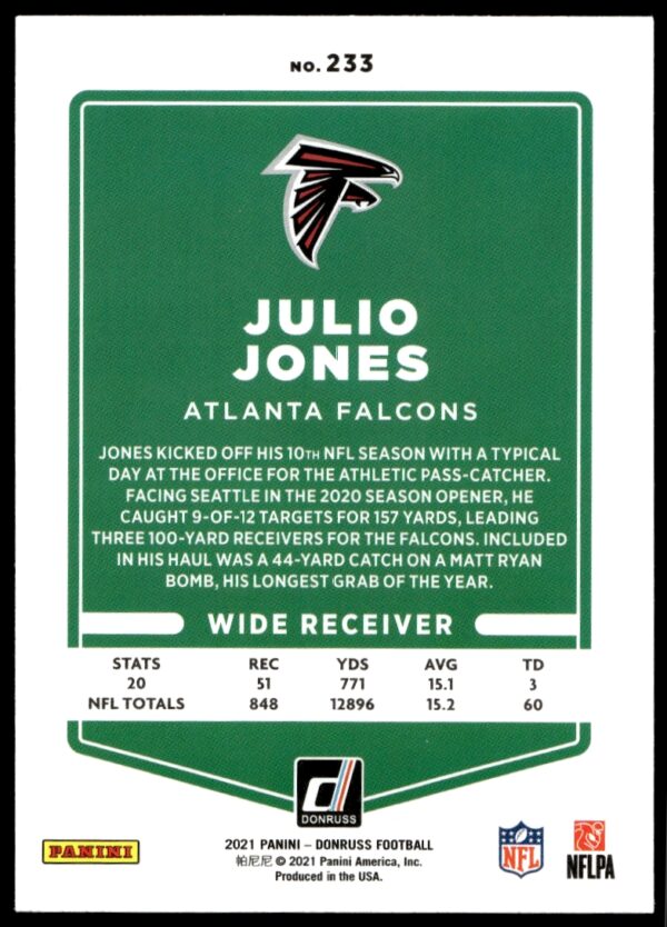 2021 Donruss Julio Jones #233 (Back)