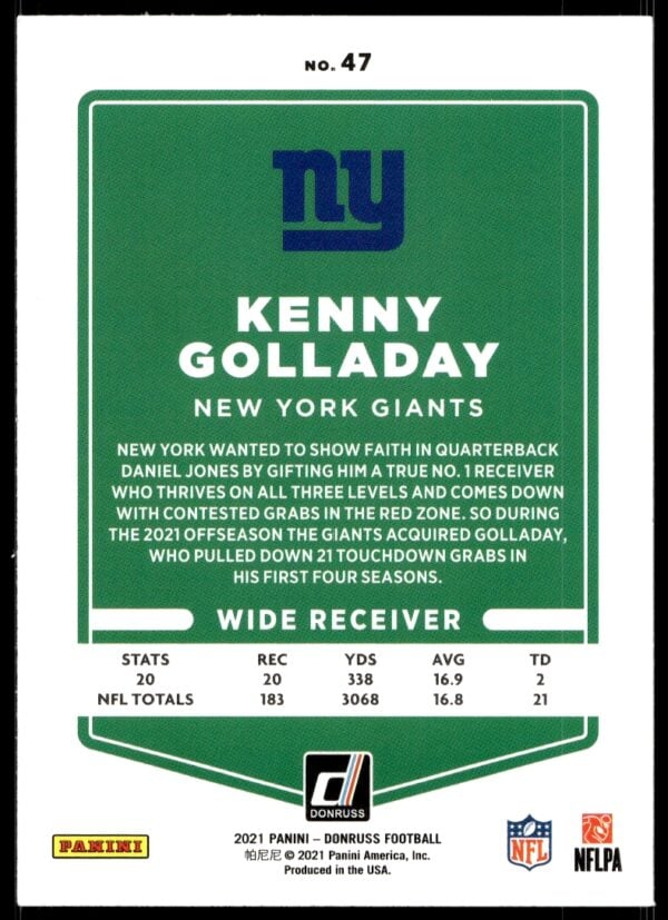 2021 Donruss Kenny Golladay #47 (Back)