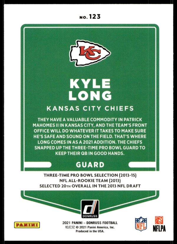 2021 Donruss Kyle Long #123 (Back)