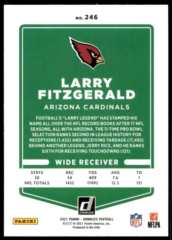 2021 Donruss Larry Fitzgerald #246 (Back)