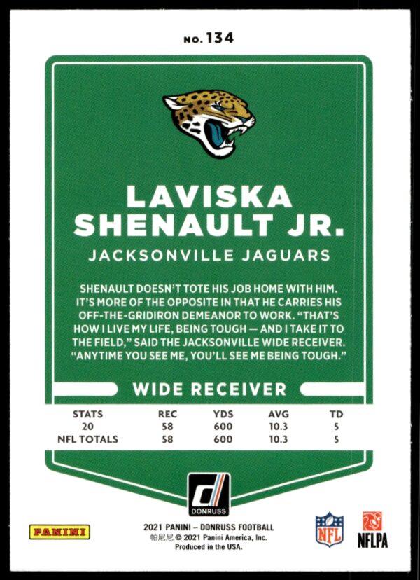 2021 Donruss Laviska Shenault Jr. #134 (Back)