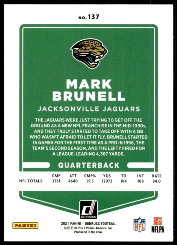 2021 Donruss Mark Brunell #137 (Back)