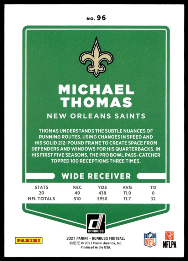 2021 Donruss Michael Thomas Press Proof Red #96 (Back)