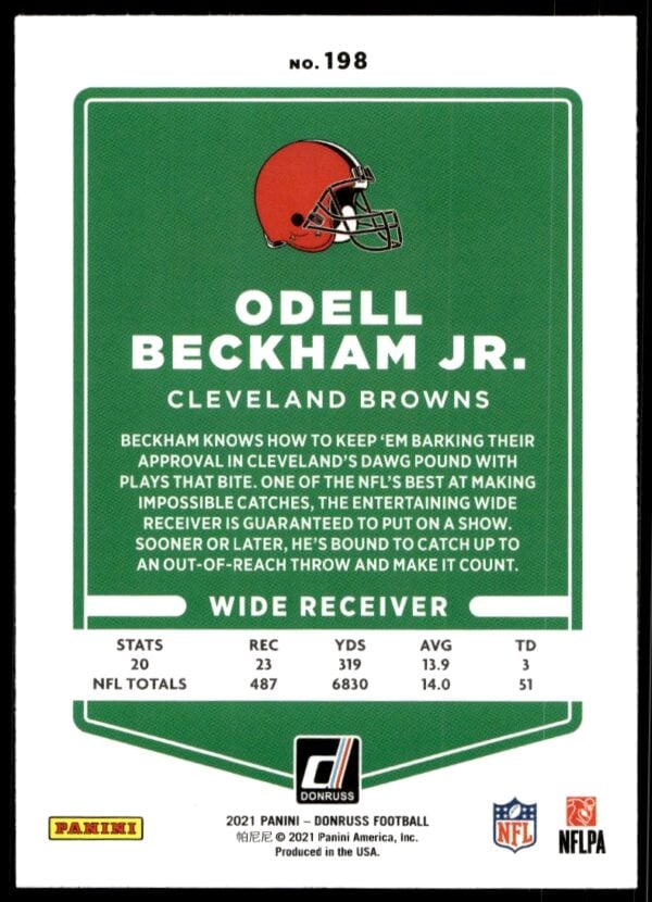 2021 Donruss Odell Beckham Jr. (No Helmet) #198 (Back)