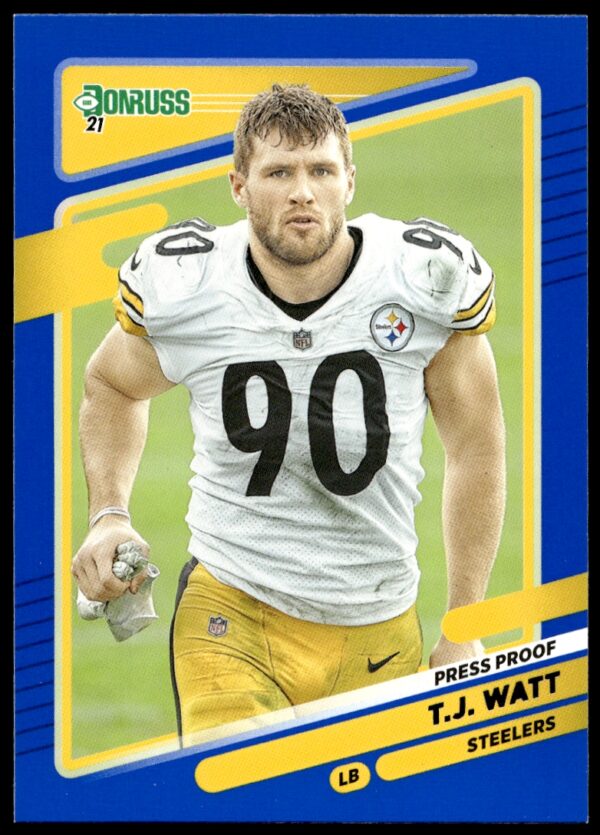 2021 Donruss T.J. Watt Press Proof Blue #22 (Front)