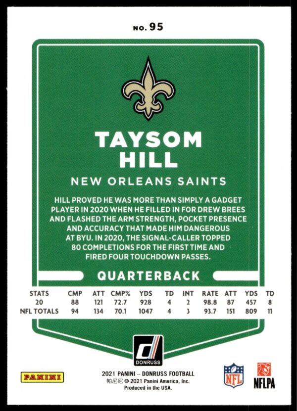 2021 Donruss Taysom Hill (No Helmet) #95 (Back)