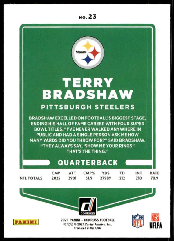 2021 Donruss Terry Bradshaw #23 (Back)