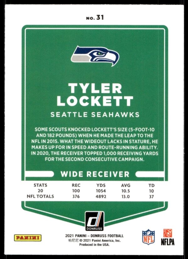 2021 Donruss Tyler Lockett #31 (Back)