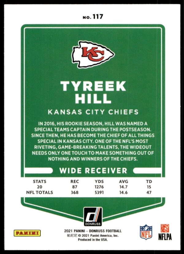 2021 Donruss Tyreek Hill #117 (Back)