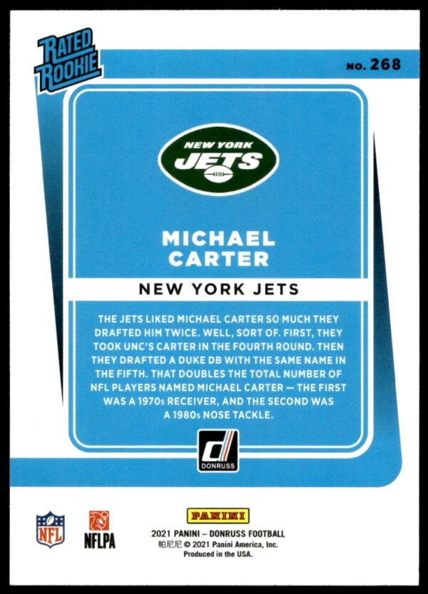 2021 Panini Absolute Michael Carter #129 (Back)