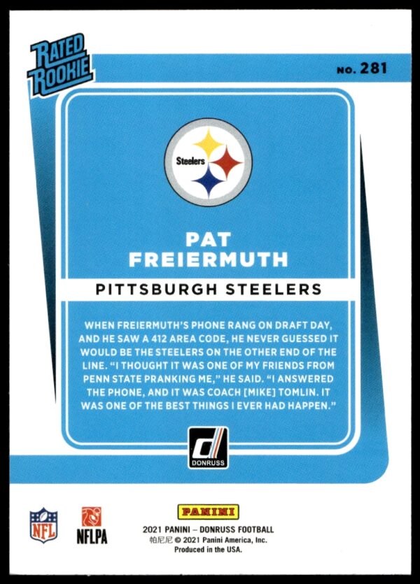 2021 Panini Donruss Pat Freiermuth #281 (Back)