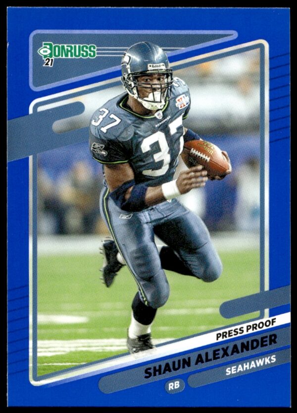 2021 Panini Donruss Shaun Alexander Press Proof Blue #36 (Front)