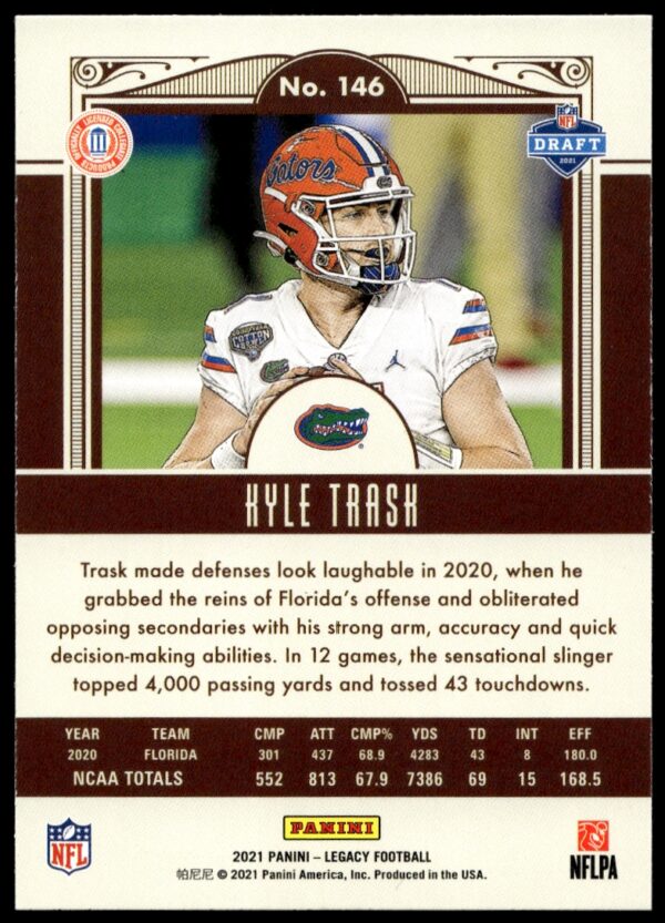 2021 Panini Legacy Kyle Trask #146 (Back)