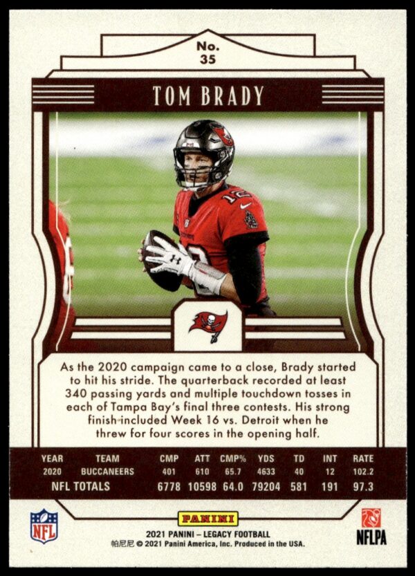 2021 Panini Legacy Tom Brady #35 (Back)