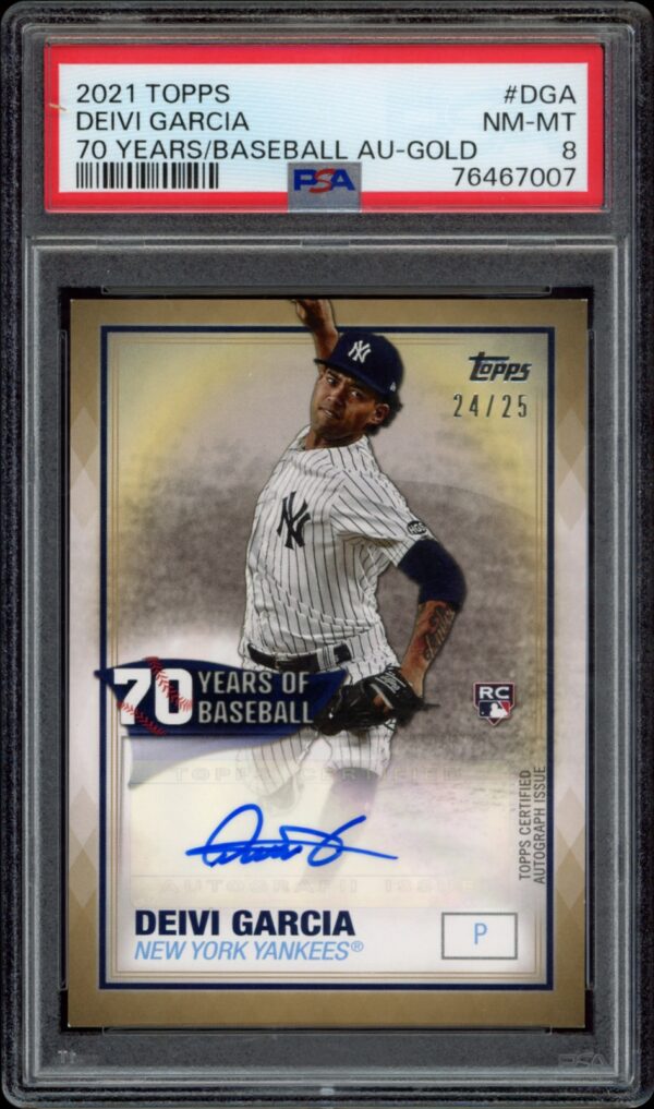 Deivi Garcia autographed baseball card, 2021 Topps Series, Limited Edition, graded NM-MT 8 by PSA.