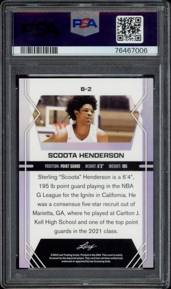 Scoota Henderson NBA G League card, PSA-graded as 8-2, in a protective slab.