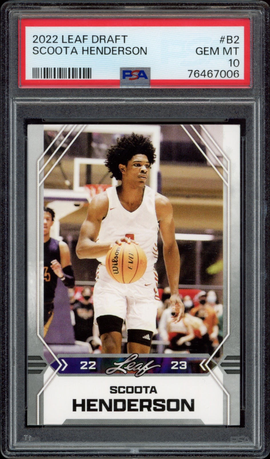 GEM MT 10 rated Scoot Hendersons 2022 Leaf Draft basketball trading card.