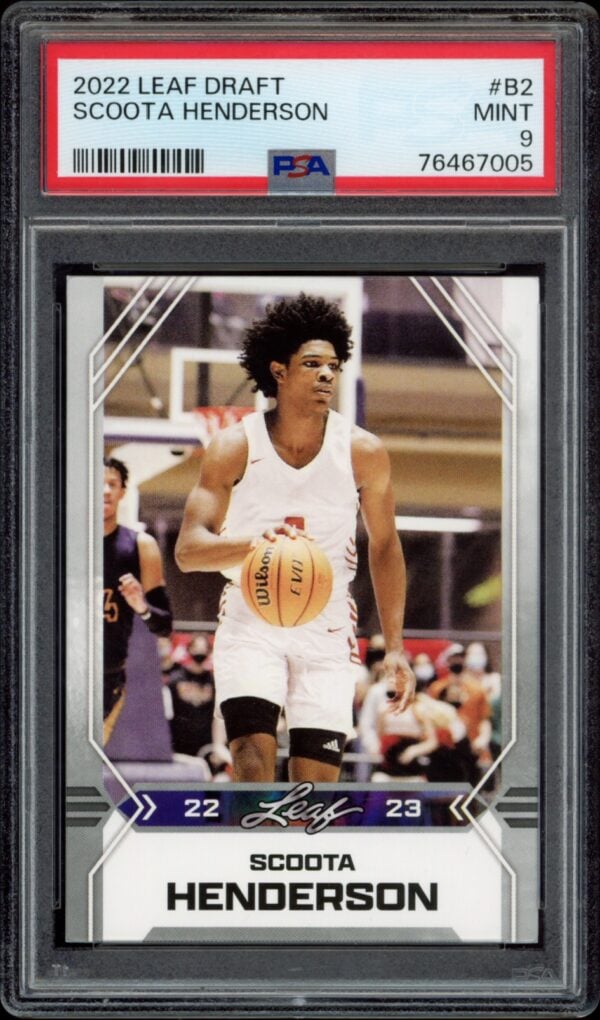 Scoota Henderson 2022 Leaf Draft sports trading card, graded MINT 9 by PSA.