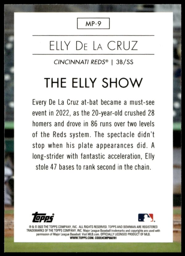 2023 Bowman Elly De La Cruz Modern Prospects #MP-9 (Back)