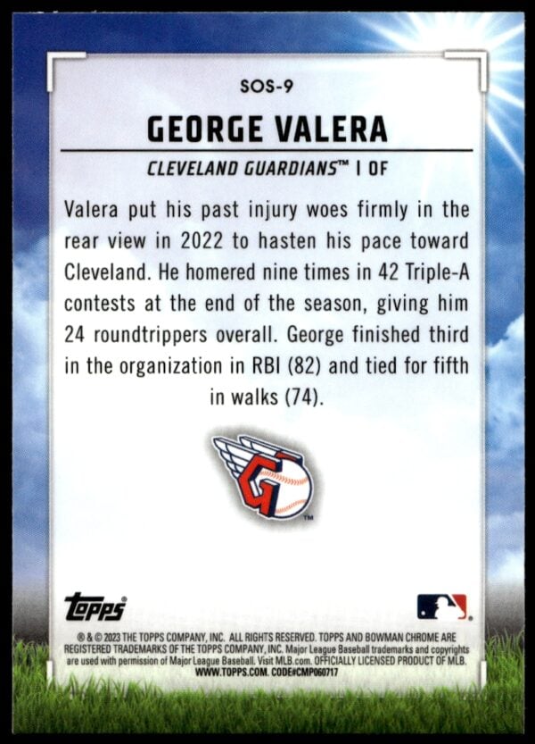 2023 Bowman George Valera Sights on September #SOS-9 (Back)