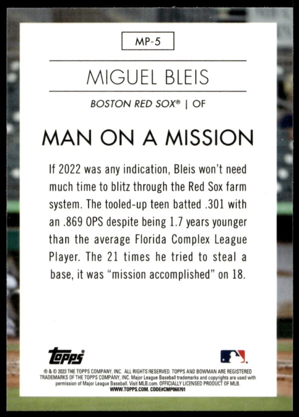 2023 Bowman Miguel Bleis Modern Prospects #MP-5 (Back)