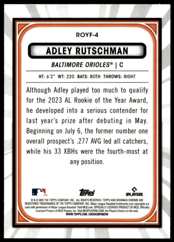 2023 Bowman Vaughn Grissom Rookie of the Year Favorites #ROYF-8 (Back)