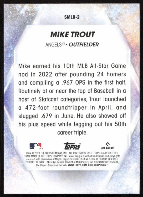 2023 Topps Series 1 Mike Trout Stars of MLB #SMLB-2 (Back)