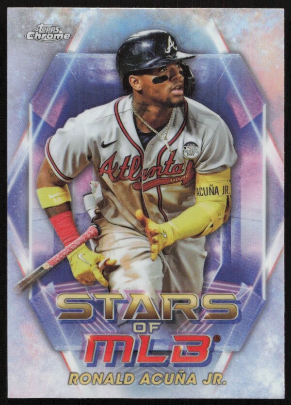 2023 Topps Series 1 Ronald Acuña Jr. Stars of MLB Chrome #SMLBC-3 (Front)