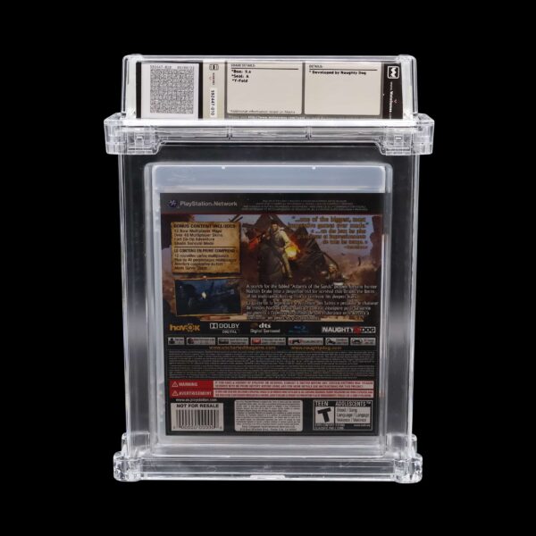 Encased collectible card from Unchartered 3 Drakes Deception PlayStation game, graded 9.6 by WATA.