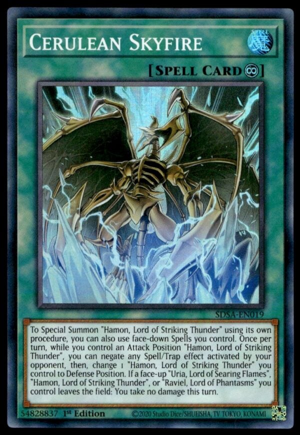 2020 Yu-Gi-Oh! Structure Deck: Sacred Beasts (1st Edition) Cerulean Skyfire #SDSA-EN019 (Front)