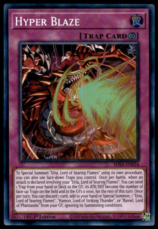 2020 Yu-Gi-Oh! Structure Deck: Sacred Beasts (1st Edition) Hyper Blaze #SDSA-EN034 (Front)