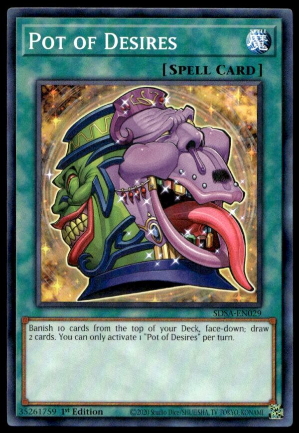 2020 Yu-Gi-Oh! Structure Deck: Sacred Beasts (1st Edition) Pot Of Desires #SDSA-EN029 (Front)