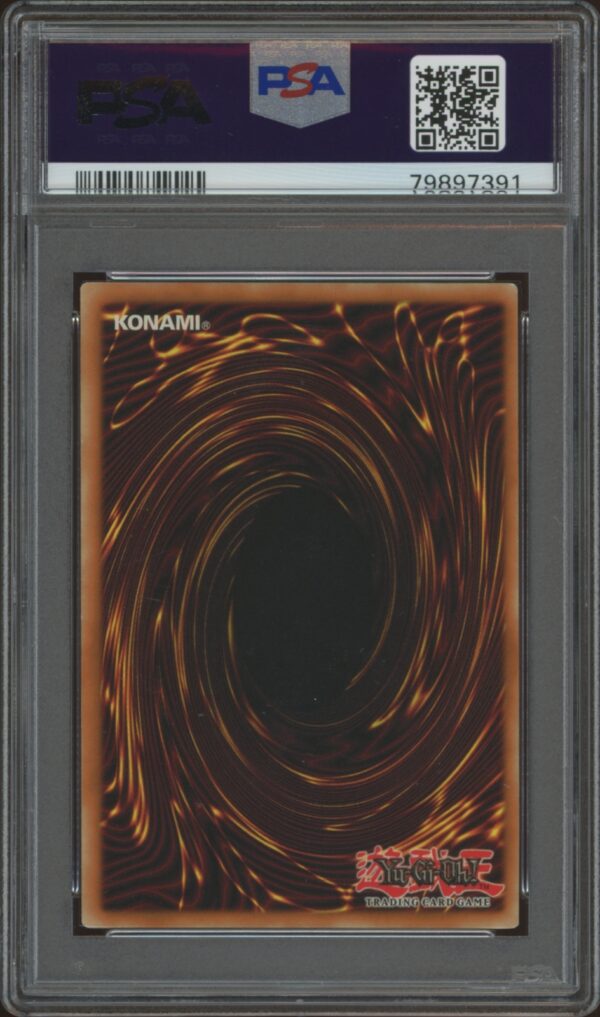 PSA-graded 2002 Yu-Gi-Oh! Holofoil card, Right Arm of the Forbidden One, with intriguing vortex design.