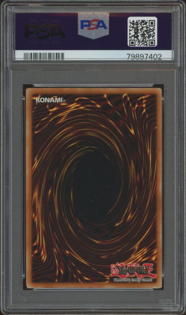 PSA-graded 2002 Yu-Gi-Oh! Metal Raiders Garnecia Elefantis card in protective slab by Konami.