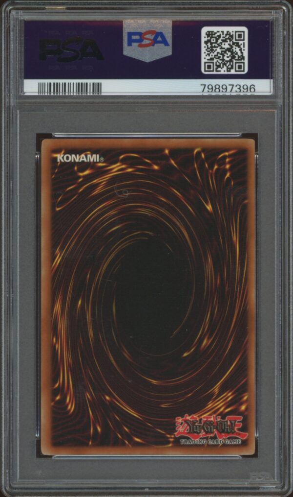 PSA-graded 2003 Yu-Gi-Oh! Labyrinth of Nightmare St. Joan card in protective case.