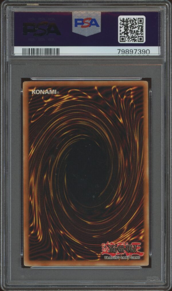 PSA-graded 2003 Yu-Gi-Oh! card, The Last Warrior from Another Planet, in protective sleeve.