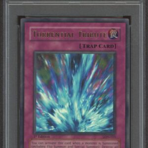 2003 Labyrinth of Nightmare Torrential Tribute Yu-Gi-Oh! card, PSA NM-MT 8 graded.