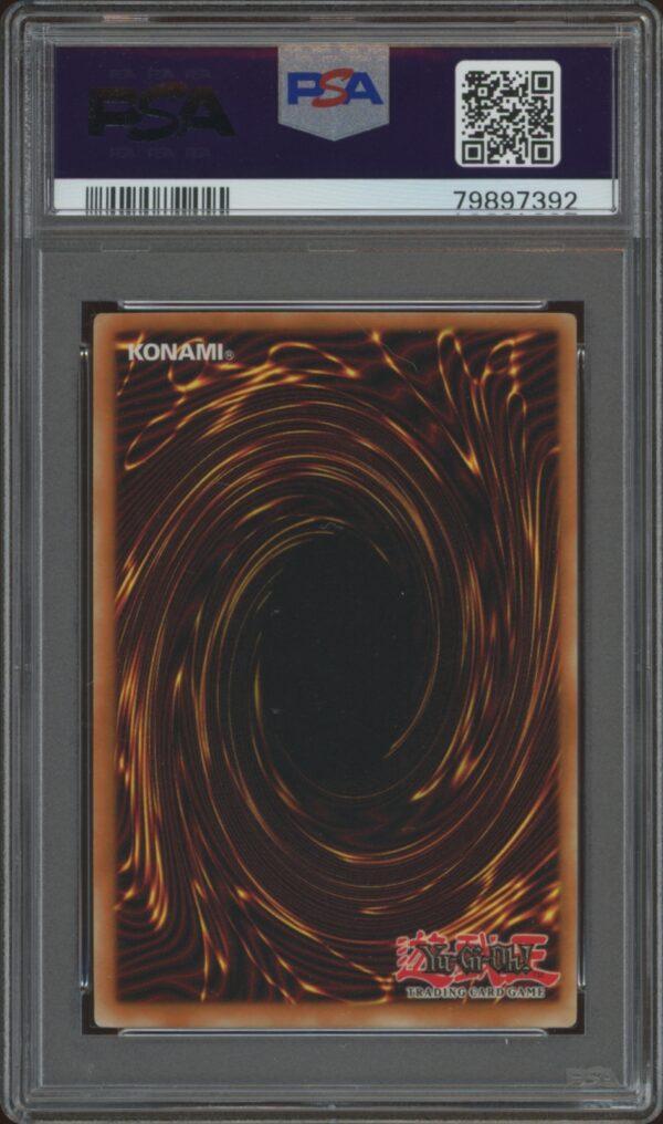 PSA-graded 2003 Yu-Gi-Oh! 1st Edition Legacy of Darkness Luster Dragon card back in mint condition.