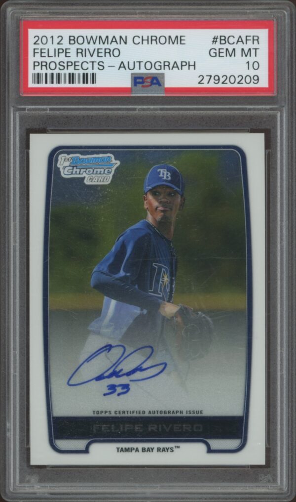 Gem Mint 2012 Bowman Chrome Felipe Rivero Autograph Card, graded PSA 10.