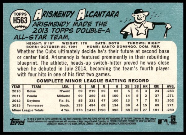 2014 Topps Heritage High Number Arismendy Alcantara #H563 (Back)