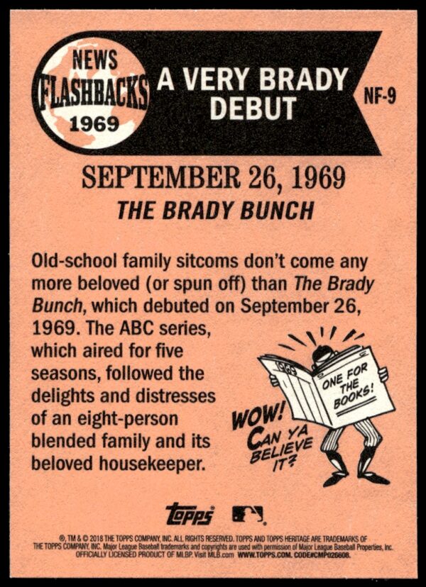 2018 Topps Heritage A Very Brady Debut News Flashbacks #NF-9 (Back)