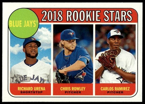 2018 Topps Heritage Carlos Ramirez / Chris Rowley / Richard Urena RC #379 (Front)