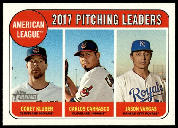 2018 Topps Heritage Corey Kluber / Carlos Carrasco / Jason Vargas LL