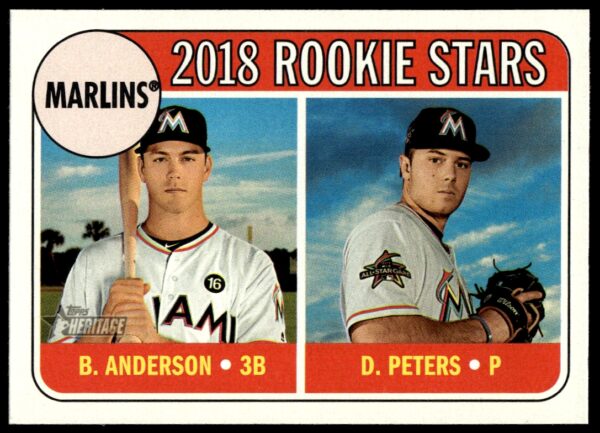 2018 Topps Heritage Dillon Peters / Brian Anderson RC #395 (Front)